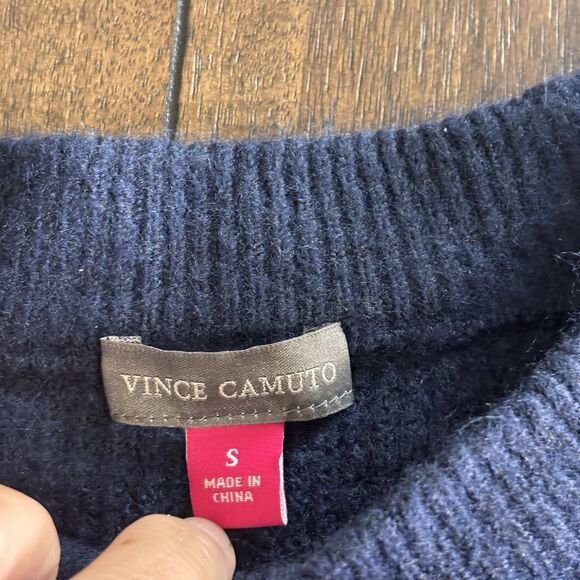 Vince Camuto Sequined Raglan Long Sleeve Sweater Mademoiselle Navy Size S - Picture 9 of 11